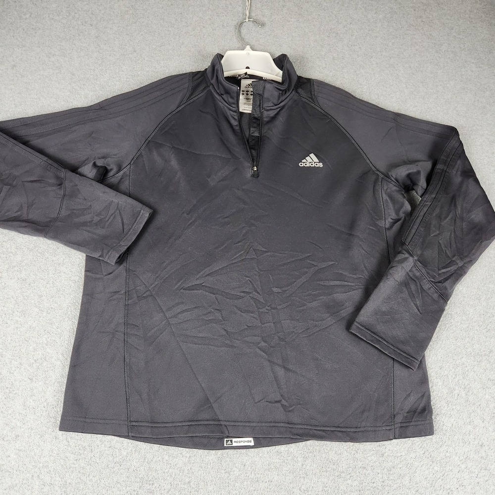 Adidas Sweatshirt Mens M Black Response ClimaWarm Fleece Lined 1/4 Zip Training